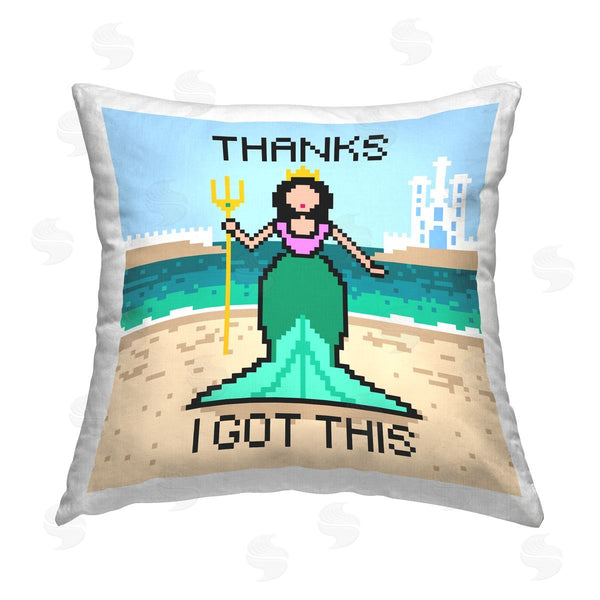 stupell industries Grace Popp | I Got This Pixel Mermaid Printed Throw Pillow