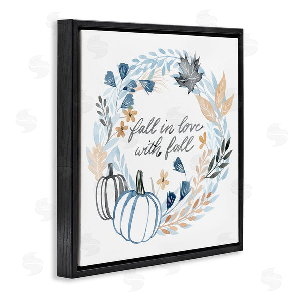 Stupell Industries Grace Popp | In Love With Fall Blue Autumn Foliage Wreath Wall Art
