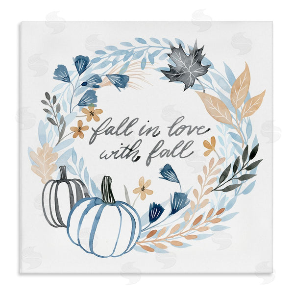 stupell industries Grace Popp | In Love with Fall Blue Autumn Foliage Wreath Wall Art