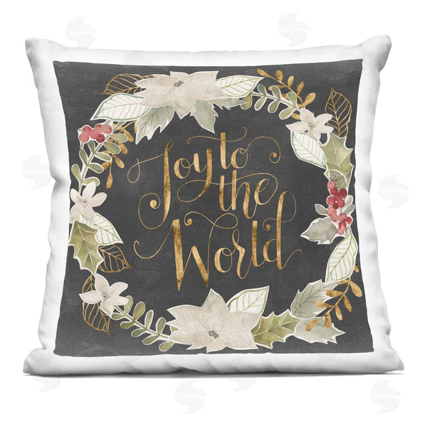 stupell industries Grace Popp | Joy To The World Chic Christmas Holly Wreath Printed Throw Pillow