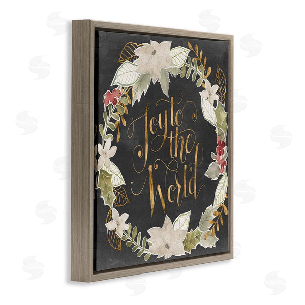 Stupell Industries Grace Popp | Joy To The World Chic Christmas Wreath Red Holly Wall Art