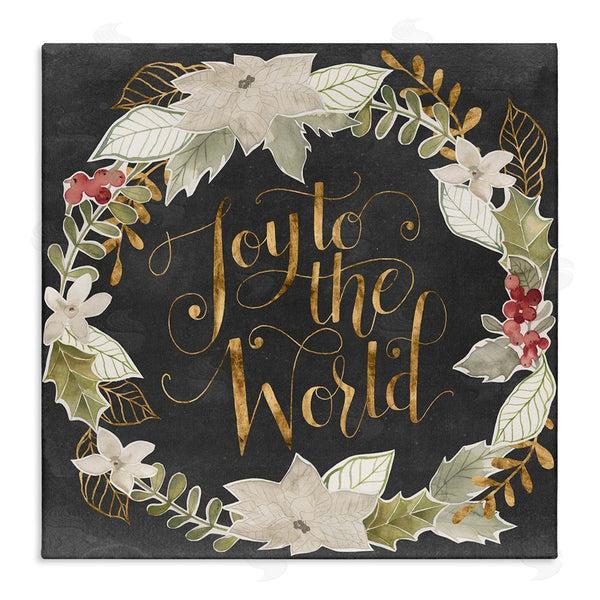 stupell industries Grace Popp | Joy to the World Chic Christmas Wreath Red Holly Wall Art