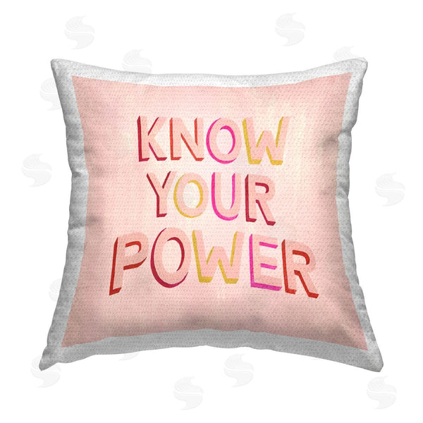 Stupell Industries Grace Popp | Know Your Power Pink Phrase Printed Throw Pillow
