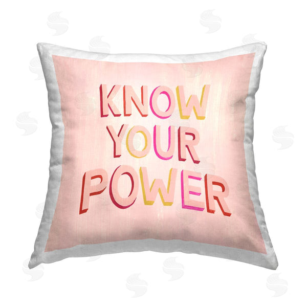stupell industries Grace Popp | Know Your Power Pink Phrase Printed Throw Pillow