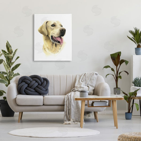 Stupell Industries Grace Popp | Labrador Retriever Energetic Portrait Expression Canine Pet Painting Wall Art