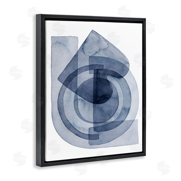 Stupell Industries Grace Popp | Layered Blue Opaque Shapes Central Circle Abstract