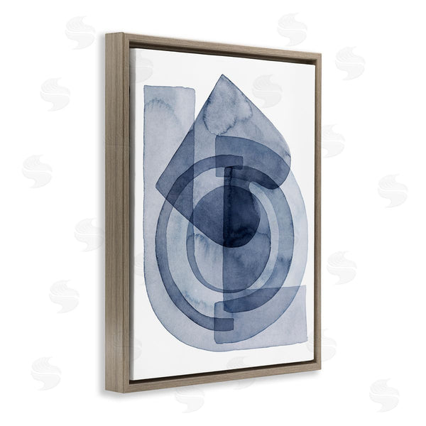Stupell Industries Grace Popp | Layered Blue Opaque Shapes Central Circle Abstract