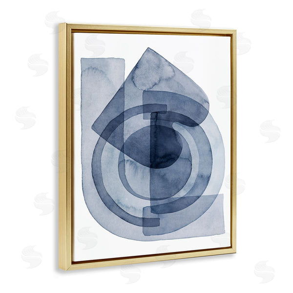 Stupell Industries Grace Popp | Layered Blue Opaque Shapes Central Circle Abstract