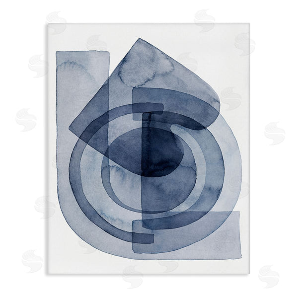 stupell industries Grace Popp | Layered Blue Opaque Shapes Central Circle Abstract