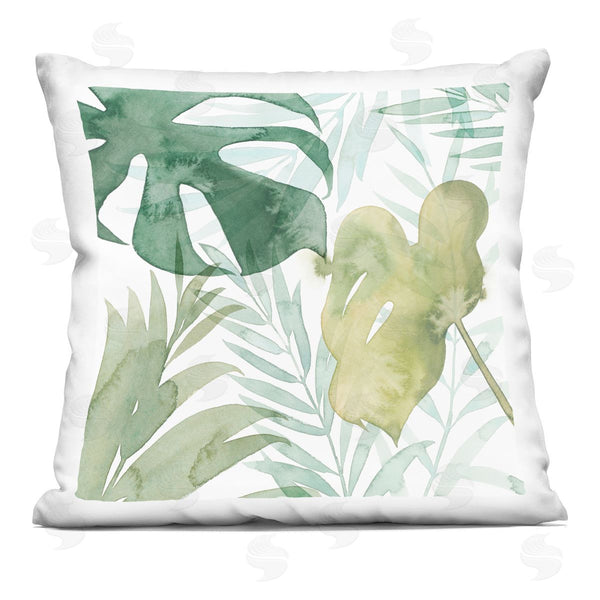 stupell industries Grace Popp | Layered Green Tropical Leaves Printed Throw Pillow