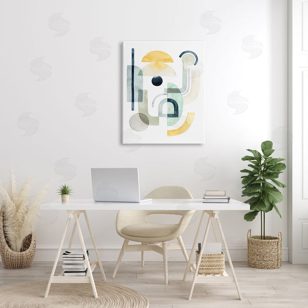Stupell Industries Grace Popp | Layered Industrial Shapes Modern Abstract Collage Green Yellow Wall Art