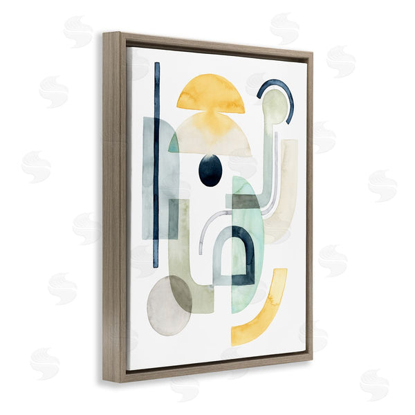 Stupell Industries Grace Popp | Layered Industrial Shapes Modern Abstract Collage Green Yellow Wall Art