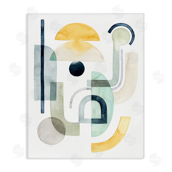 stupell industries Grace Popp | Layered Industrial Shapes Modern Abstract Collage Green Yellow Wall Art