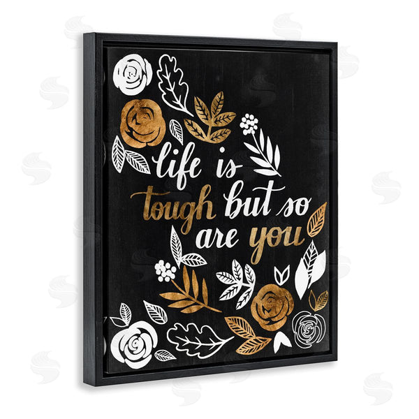 Stupell Industries Grace Popp | Life Is Tough Inspirational Phrase Autumn Falling Leaves Wall Art