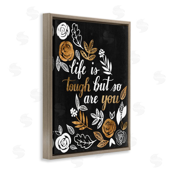 Stupell Industries Grace Popp | Life Is Tough Inspirational Phrase Autumn Falling Leaves Wall Art