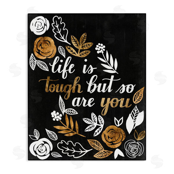 stupell industries Grace Popp | Life Is Tough Inspirational Phrase Autumn Falling Leaves Wall Art