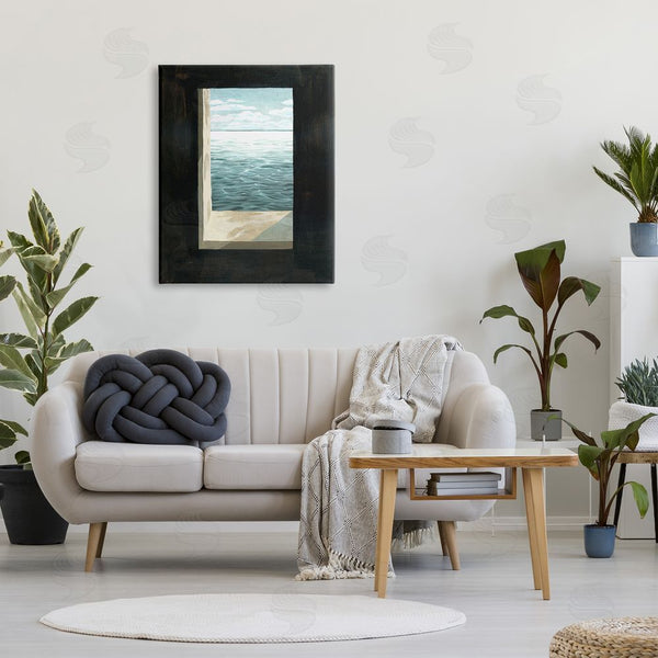 Stupell Industries Grace Popp | Lighthouse Window Stormy Sky Nautical Ocean Waves Wall Art