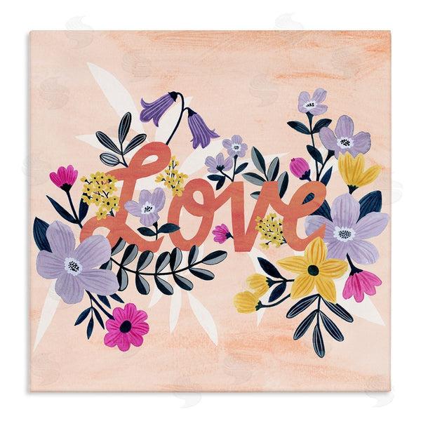 stupell industries Grace Popp | Love Calligraphy Bold Floral Botanical Border Wall Art