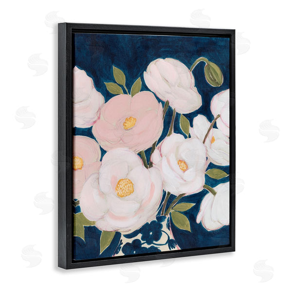 Stupell Industries Grace Popp | Luminous Pink Floral Bouquet Over Deep Blue