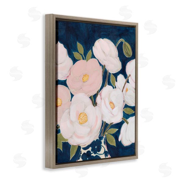 Stupell Industries Grace Popp | Luminous Pink Floral Bouquet Over Deep Blue