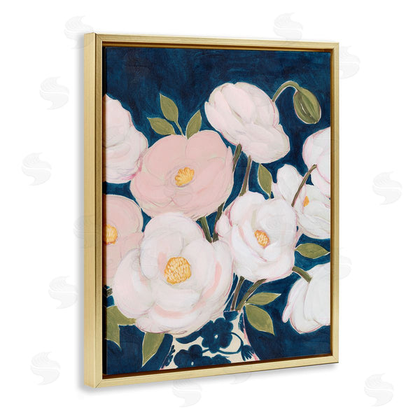 Stupell Industries Grace Popp | Luminous Pink Floral Bouquet Over Deep Blue