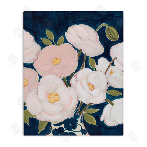 stupell industries Grace Popp | Luminous Pink Floral Bouquet Over Deep Blue
