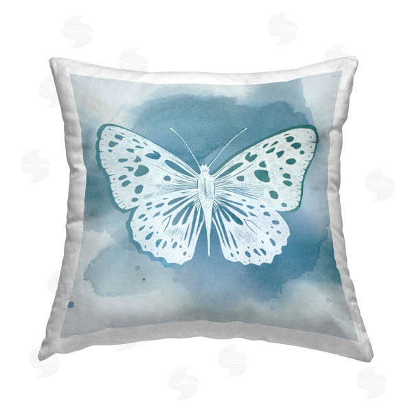 stupell industries Grace Popp | Modern Blue Butterfly Printed Throw Pillow