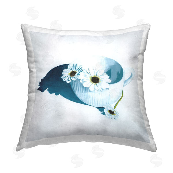stupell industries Grace Popp | Modern Daisies in Teacup Printed Throw Pillow