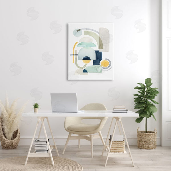 Stupell Industries Grace Popp | Modern Industrial Shape Collage Abstract Green Blue Yellow Wall Art