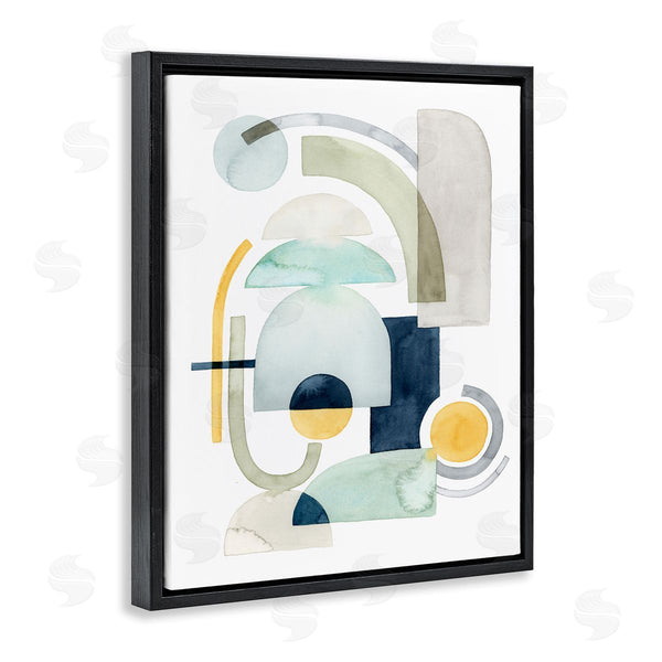 Stupell Industries Grace Popp | Modern Industrial Shape Collage Abstract Green Blue Yellow Wall Art