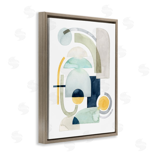Stupell Industries Grace Popp | Modern Industrial Shape Collage Abstract Green Blue Yellow Wall Art