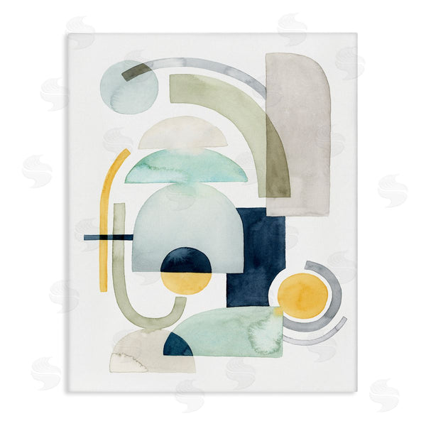 stupell industries Grace Popp | Modern Industrial Shape Collage Abstract Green Blue Yellow Wall Art