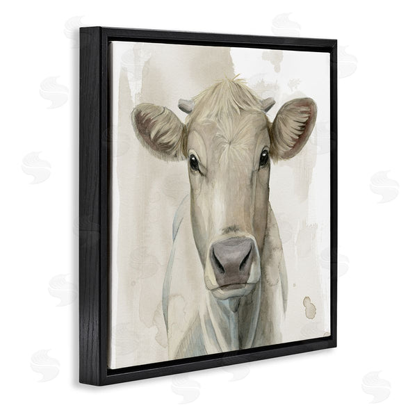 Stupell Industries Grace Popp | Monochrome Cattle Face Portrait