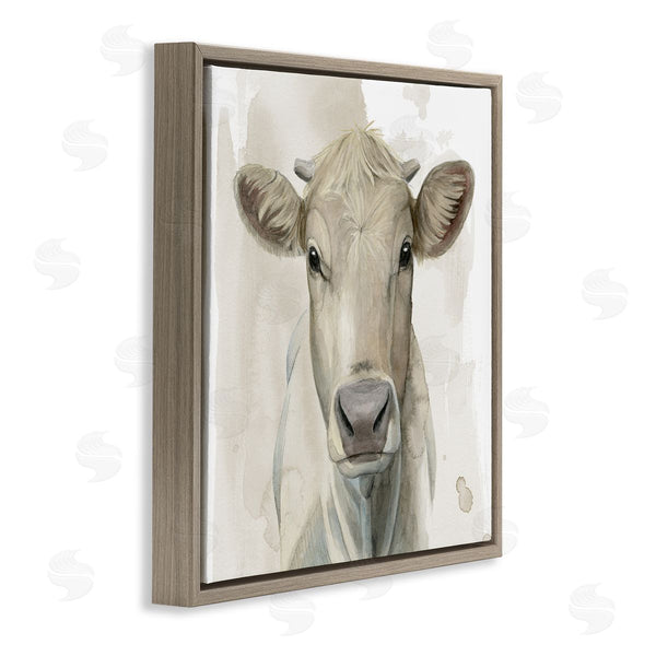 Stupell Industries Grace Popp | Monochrome Cattle Face Portrait