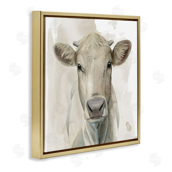 Stupell Industries Grace Popp | Monochrome Cattle Face Portrait