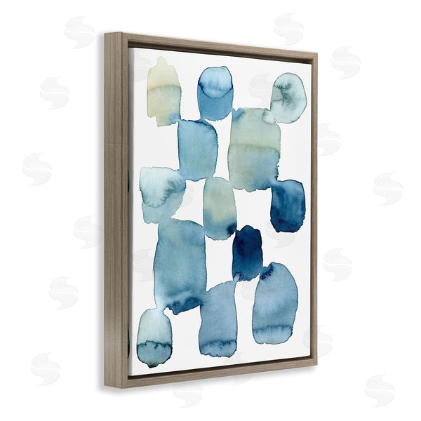 Stupell Industries Grace Popp | Nautical Patchwork Abstraction Soft Blue Beige
