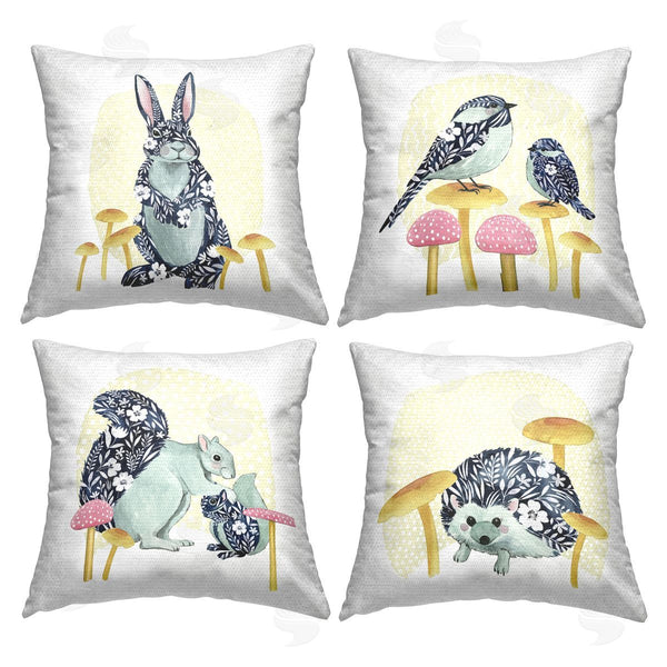 Stupell Industries Grace Popp | Patterned Animals On Mushrooms Printed Throw Pillow Set