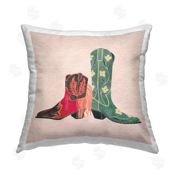 Stupell Industries Grace Popp | Patterned Cowboy Boots Printed Throw Pillow