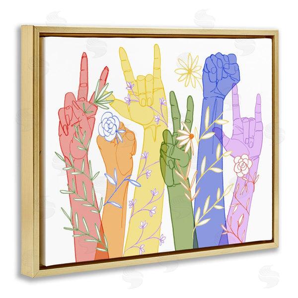 Stupell Industries Grace Popp | Peace Love Caring Hand Signs ASL