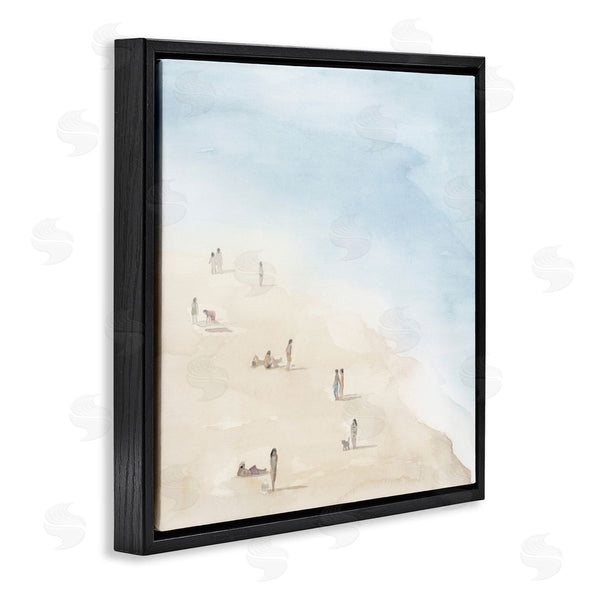 Stupell Industries Grace Popp | People Lounging At Beach Soft Blue Coastal Landscape Wall Art