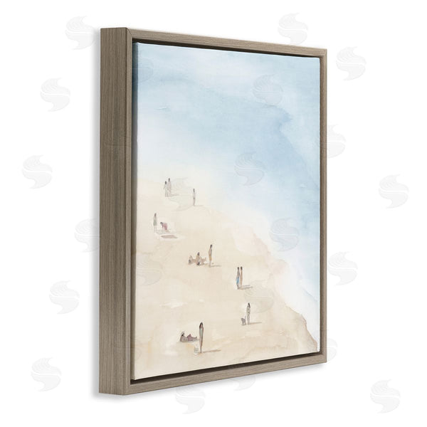 Stupell Industries Grace Popp | People Lounging At Beach Soft Blue Coastal Landscape Wall Art