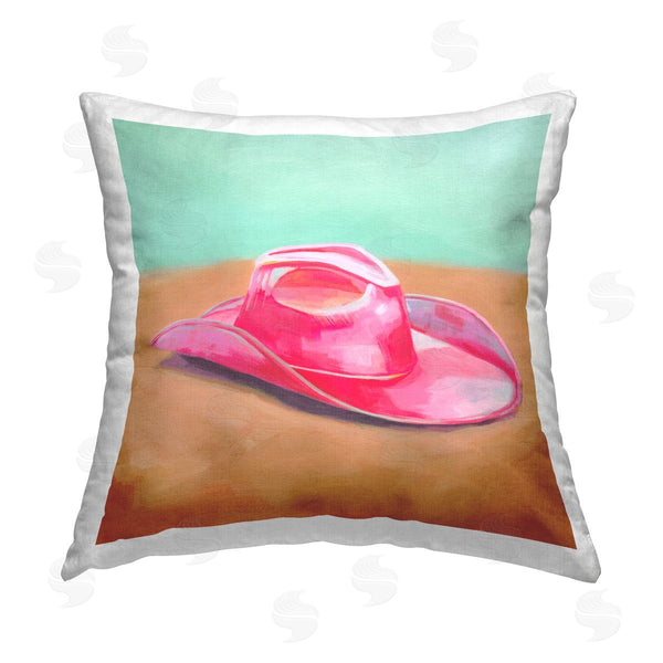 stupell industries Grace Popp | Pink Cowgirl Hat Printed Throw Pillow