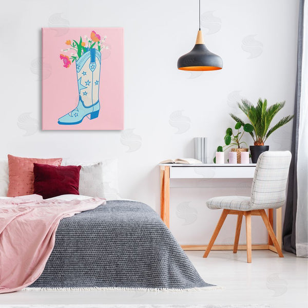Stupell Industries Grace Popp | Pink Floral Cowgirl Boot Wall Art