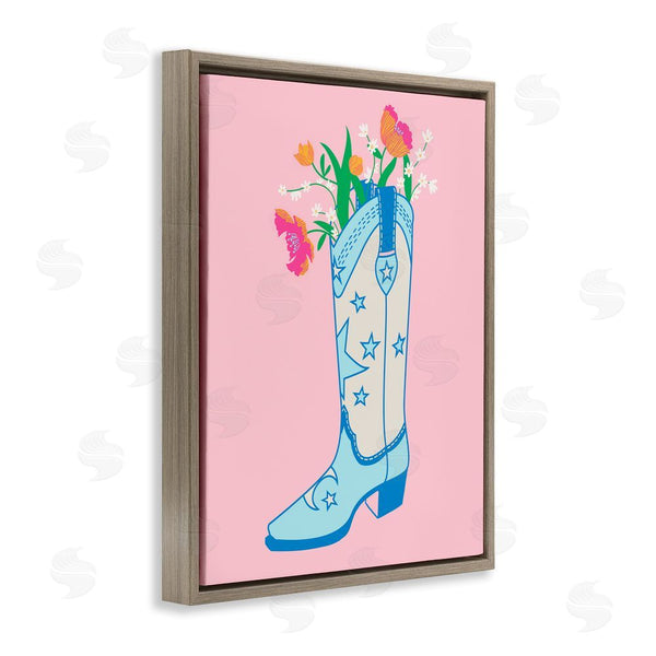 Stupell Industries Grace Popp | Pink Floral Cowgirl Boot Wall Art