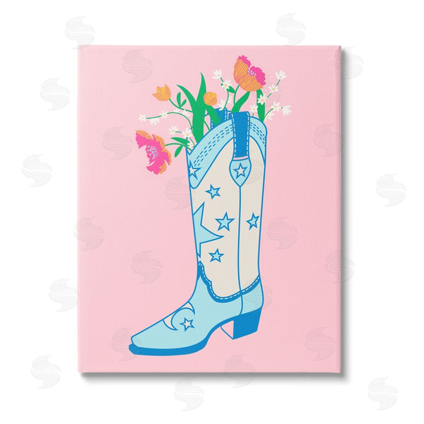 stupell industries Grace Popp | Pink Floral Cowgirl Boot Wall Art