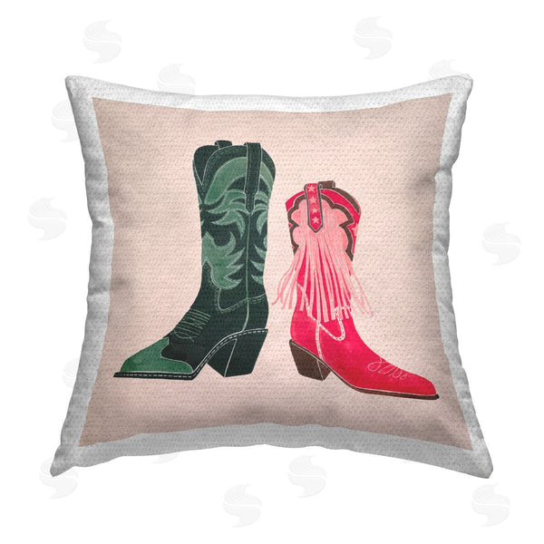 Stupell Industries Grace Popp | Pink & Green Boots Printed Throw Pillow