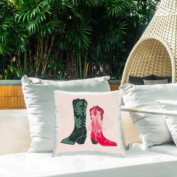 Stupell Industries Grace Popp | Pink & Green Boots Printed Throw Pillow