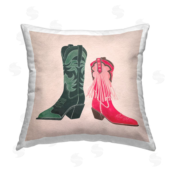 stupell industries Grace Popp | Pink & Green Boots Printed Throw Pillow