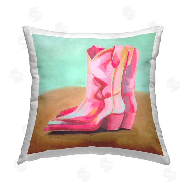 stupell industries Grace Popp | Pink Heeled Cowgirl Boots Printed Throw Pillow