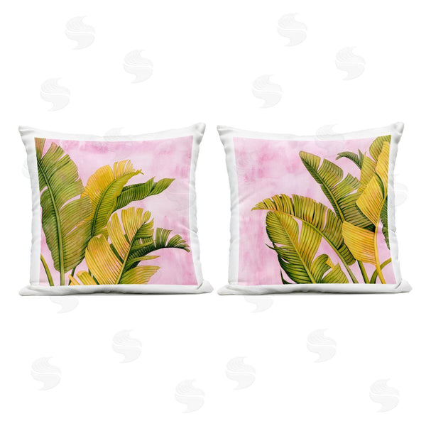 Stupell Industries Grace Popp | Pink & Palms Leaves Printed Throw Pillow Set